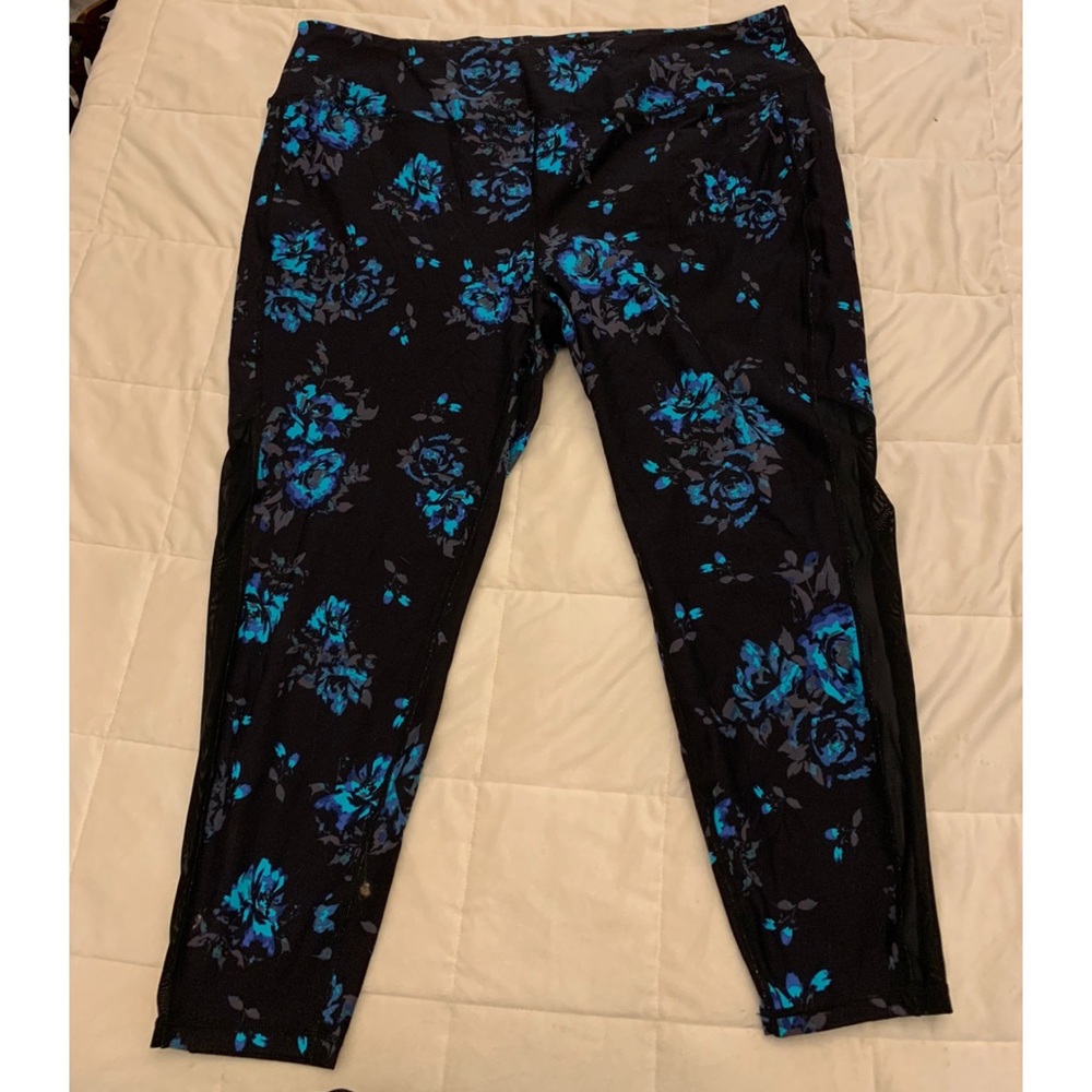 Black Floral Mesh Inset Active Legging